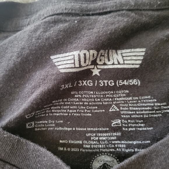 Top Gun 3xl 54/56 black short sleeve graphic t-shirt - Picture 3 of 4